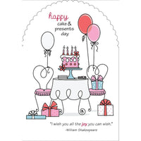 Aline Greetings General Birthday Card, Cake & Balloons, Happy Cake & Presents Day, 18 Pack-Premium uncoated paper stock