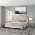 Flash Furniture Brighton King Size Tufted Upholstered Platform Bed - Beige Fabric-Gold Nailhead Trim