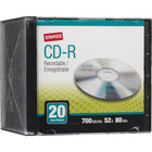 Staples CD-R 52x 700MB/80min, Slim Jewel Cases, 20 Pack-Use CD-R media for storing presentations, streaming videos, multimedia, CAD packages, music, and much more