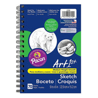 Pacon Art1st White Sketch Paper Diary, 9" x 6", 4 Pack (PAC4790)-Size: 9"(H) x 6"(W)