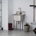 TRINITY Utility Sink with Faucet, Stainless Steel (THA-0303)-Strainer and drain assembly included