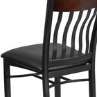 Flash Furniture Eclipse Series Vertical Back Black Metal & Walnut Wood Restaurant Chair with Black Vinyl Seat-CA117 Fire Retardant Foam