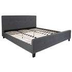 Flash Furniture Tribeca King Size Tufted Upholstered Platform Bed - Dark Grey Fabric-Panel Headboard