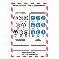 WHMIS Workplace Labels, 7" x 5", 5 Pack-Legend - Product Identifier - Identificateur du produit