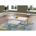 Monarch Specialties 7961P Table Set - 3Pcs Set/White/Silver Metal-Spacious table tops in an elegant white finish