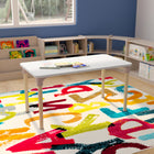 Flash Furniture Bright Beginnings 23.5" x 47" Commercial Wooden Rectangle Adjustable Height Classroom Activity Table-Beech/White-Greenguard Certified Engineered Wood Table Top in Beech and White
