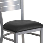 Flash Furniture HERCULES Series Silver Slat Back Metal Restaurant Chair - Black Vinyl Seat-CA117 Fire Retardant Foam