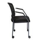 Pro-Line Visitors Chair with Arms, Casters and Ventilated Plastic Wrap Around Back, Black-Black Ventilated Plastic Wrap Around Back