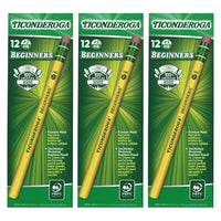 Ticonderoga Beginners Pencils - #2 HB - 36 Pack-Large diameter 13/32"