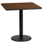 Flash Furniture 24'' Square Walnut Laminate Table Top with 18'' Round Table Height Base, Black Finish (XUWA2424TR18)-Hospitality Table