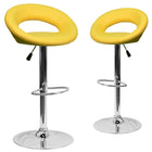 Flash Furniture 21 1/2" x 21 1/2" Vinyl Round Back Adjustable Bar Stool W/Chrome Base, Yellow, 2 Pack-Set of 2 Contemporary Style Stools