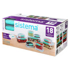 Sistema 18 Piece Food Storage Containers Set-Clear bases with coloured lids, dishwasher safe on the top-rack only