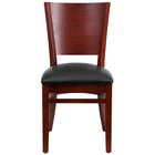 Flash Furniture Lacey Series Solid Back Mahogany Wood Restaurant Chairs with Black Vinyl Seat - 2 Pack-Set of 2 Wood Dining Chairs