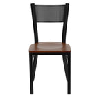 Flash Furniture HERCULES Series Black Grid Back Metal Restaurant Chair - Cherry Wood Seat - 2 Pack-Set of 2 Metal Dining Chairs