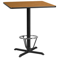 Flash Furniture Laminate 36" Square X-Base Table, Natural (XUNT3636T30B3F)-Bar Height Hospitality Table