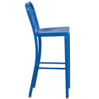 Flash Furniture 30" High Blue Metal Indoor-Outdoor Barstool with Vertical Slat Back-Vertical Slat Back