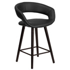 Flash Furniture Brynn Series 24" High Contemporary Cappuccino Wood Counter Height Stool - Black Vinyl - 2 Pack-Footrest