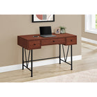 Monarch Specialties 7671 48" Computer Desk - Cherry/Black Metal-2 side drawers on smooth metal glides accented with trendy black metal pulls