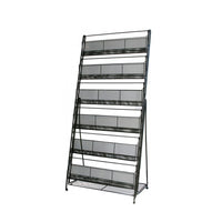 FuTECH Brochure Holder with 6 Pockets - 22.75"W x 54"H - Black-Literature Holders