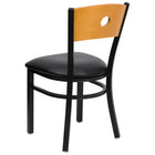 Flash Furniture HERCULES Series Black Circle Back Metal Restaurant Chair - Natural Wood Back, Black Vinyl Seat - 2 Pack-2.5" Thick Foam Padded Seat