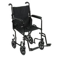 Drive Medical Lightweight Transport Wheelchair, Black, 17" Seat-Black, Aluminum