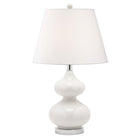 Dainolite 1LT Incandescent Table Lamp, WH GL With White Shade-Table Lamp