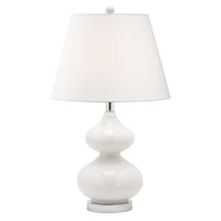 Dainolite 1LT Incandescent Table Lamp, WH GL With White Shade-Table Lamp