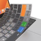 JCPal VerSkin Apple MacOS Shortcuts Keyboard Protector for MacBook Pro 14"/16" (2021/2023) and MacBook Air 13"/15" (2022/2023/2024)-Made from semi-transparent black silicone material