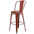 Flash Furniture 30" High Distressed Kelly Red Metal Indoor-Outdoor Barstool with Back-Drain Holes in Seat