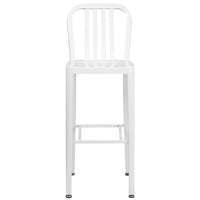 Flash Furniture Commercial Grade 30" High Metal Indoor-Outdoor Barstool with Vertical Slat Back - White - 2 Pack-Set of 2 Industrial Modern Bar Stools