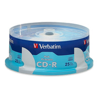 Verbatim CD-R 52x 700MB/80min, White Printable, 25 Pack-Customize each disc with crisp text and full colour graphics along with reliable high-speed recording