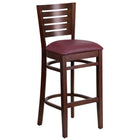 Flash Furniture Darby Series Slat Back Walnut Wood Restaurant Barstool - Burgundy Vinyl Seat-800 lb. Weight Capacity