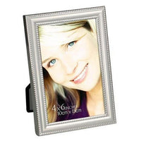 Elegance Katherine 5" x 7" Photo Frame, Beaded Pearl with Silver Aluminium-This photo frame feature beaded pearl border for placing on a coffee table or night table.