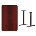 Flash Furniture 30" x 48" Rectangular Mahogany Laminate Table Top with 5" x 22" Table Height Bases-Mahogany Laminate Top