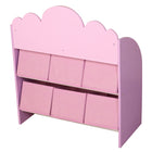 Danawares Unicorn Toys Organizer Bookshelf with 6 Fabric Bins - Pink-Wooden finish that complements your kids' room decor