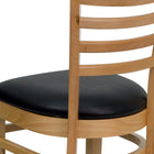 Flash Furniture HERCULES Series Ladder Back Natural Wood Restaurant Chair - Black Vinyl Seat-CA117 Fire Retardant Foam