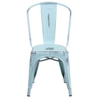 Flash Furniture Commercial Grade Distressed Green-Blue Metal Indoor-Outdoor Stackable Chair-Set of 4 Stackable Bistro Style Chairs