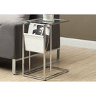 Monarch Specialties 3034 Accent Table - White/Chrome Metal With A Magazine Rack-Sturdy chrome metal base holds everything together effortlessly, sits slightly off the ground to prevent damage to your floor