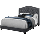Monarch Specialties 5968Q Queen Size Bed - Dark Grey Velvet With Chrome Trim-Queen Size frame