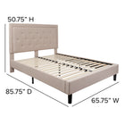 Flash Furniture Roxbury Queen Size Tufted Upholstered Platform Bed - Beige Fabric-Button Tufted