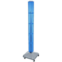 Azar Displays 60" x 4" x 4" Standard Interlocking Pegboard Display Tower, Blue (700226-BLU)-Revolves on a square wheeled base