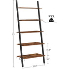 Vasagle 5-Tier Ladder Bookshelf with An Industrial Rustic Style-11 lb weight capacity per level