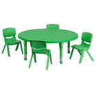 Flash Furniture 45" Round Green Plastic Height Adjustable Activity Table Set with 4 Chairs-Multipurpose Kids Table Set