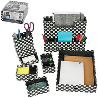 Merangue 6-Piece Paper Desk Set, Polka Dots-All-in-one Fashion Desk Organizer