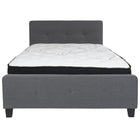 Flash Furniture Tribeca Full Size Tufted Upholstered Platform Bed with Pocket Spring Mattress - Dark Grey Fabric-Full Platform Bed and Mattress Set