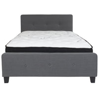 Flash Furniture Tribeca Full Size Tufted Upholstered Platform Bed with Pocket Spring Mattress - Dark Grey Fabric-Full Platform Bed and Mattress Set
