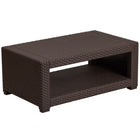 Flash Furniture Chocolate Brown Faux Rattan Coffee Table-Contemporary Style