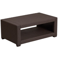 Flash Furniture Chocolate Brown Faux Rattan Coffee Table-Contemporary Style