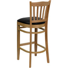 Flash Furniture HERCULES Vertical Slat Back Walnut Wood Restaurant Barstool - Black Vinyl Seat - 2 Pack-2.5" Thick Foam Padded Seat