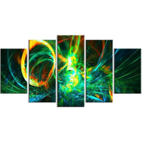 Designart Abstract Fire Green, 4 Piece Canvas Art Print, (PT3025-373)-Print